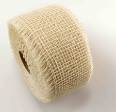 Jute linen ribbon - cream - width 7 cm