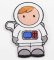 Iron-on patch - astronaut - dimensions 7,5 cm x 4,5 cm - white