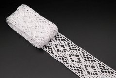 Viskose geklöppelte Spitze - weiß - Breite 3,8 cm - Einsatz