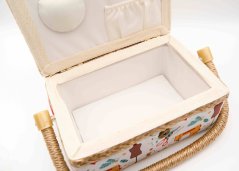 Textilbox für Nähzubehör - Schneider-Motive mit Nähmaschine - Maße 25 x 15 x 9 cm