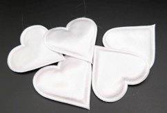 Satin application - heart - white - size 4 cm x 4 cm