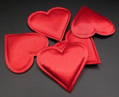 Satin application - heart - red - size 4 cm x 4 cm
