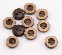Dírkový košilový knoflík - kokosový - s širokým okrajem - béžový - průměr 1,27 cm