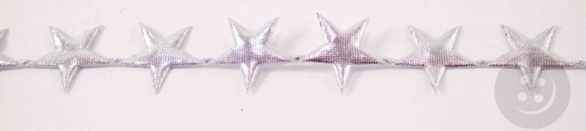 Saténové hviezdičky v metráži - strieborná - šírka 2 cm