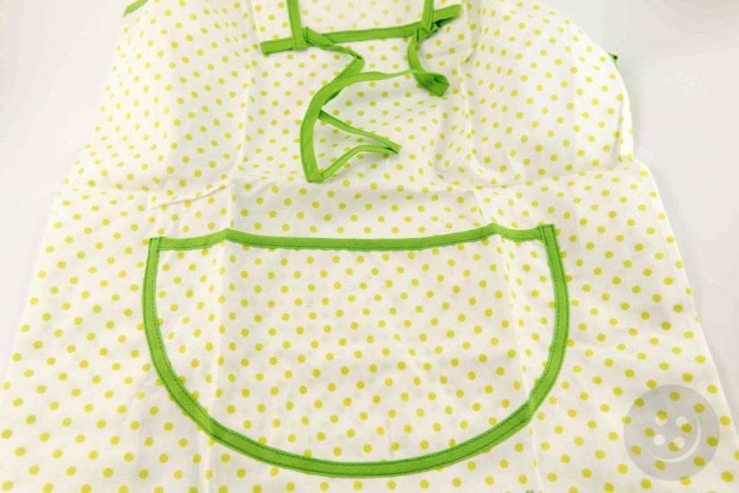 Women's kitchen apron light green with polka dots