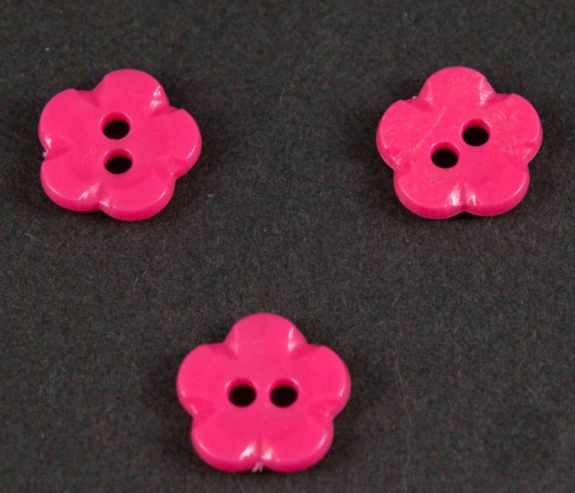 Flower - shaped button - dark pink - diameter 1.5 cm