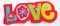 Iron-on patch - LOVE - dimensions 4.5 cm x 10,5 cm - red