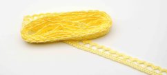 Bavlnená paličkovaná čipka - s oblúčikmi - svetložltá - šírka 0,9 cm