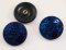 Luxurious glass button with bottom stitching - metallic highlights of royal blue and purple - diameter 2.6 cm