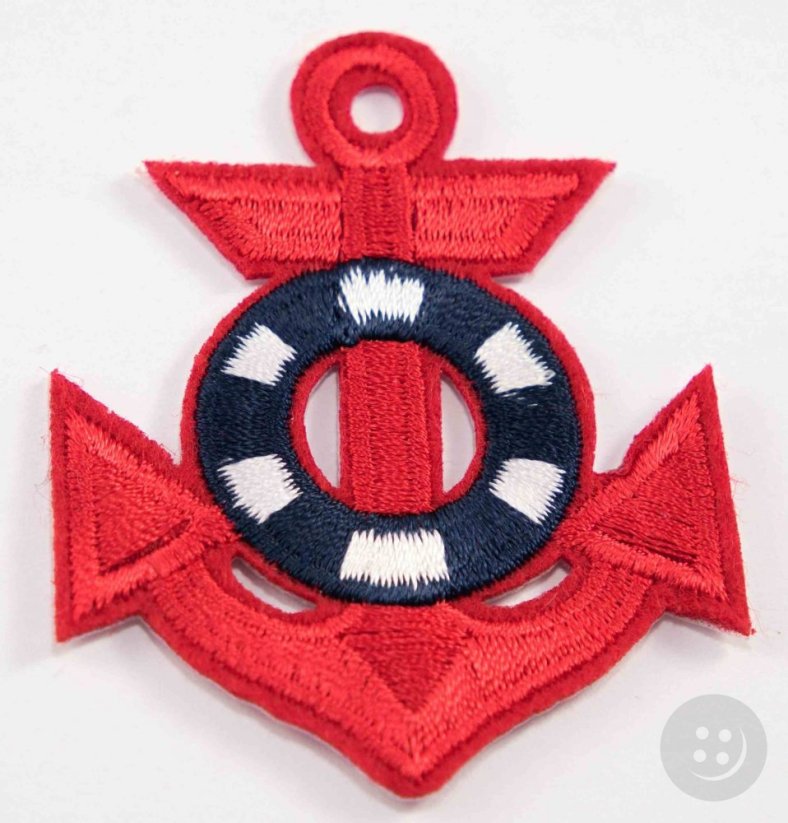 Iron-on patch - anchor - dimensions 6 cm x 5,7 cm - red