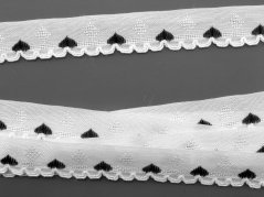 Deko-Borte mit Herzchen - weiß, schwarz - Breite 1,5 cm