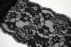 Elastická krajka - černá - šířka 15 cm