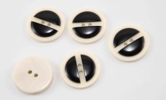 Hole button glossy - black and white - diameter 2 cm