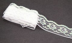 Silonová krajka -  bílá - duhová třpyť - šířka 3,2 cm