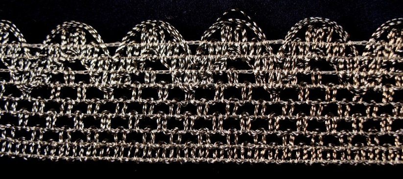 Mettalic gimp braid trim - black, silver - width 3,5 cm