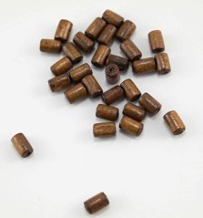 Dřevěné korálky ve tvaru válečku - hnědé - rozměr 0,7 cm x 0,4 cm -  obsah balení 30 ks