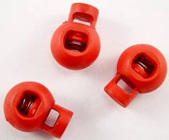 Plastic round cord lock - red - pulling hole diameter 0,5 cm
