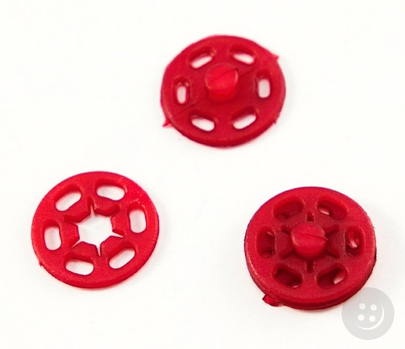 Plastový patentek - červená - průměr 1,5 cm