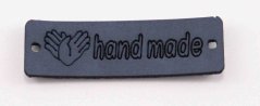 Našívací kožená cedulka Handmade - šedo modrá - rozměr 3,5 cm x 1 cm