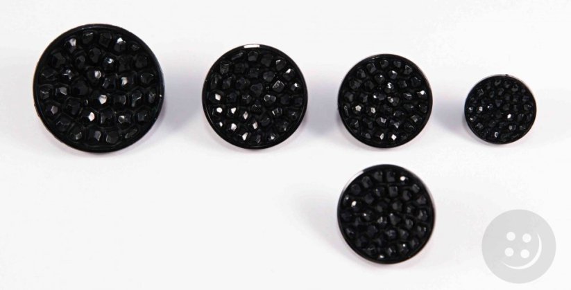Knopf mit kleinem Muster mit unterer Naht - schwarz - Durchmesser 2 cm