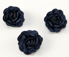 Sew-on satin flower - dark blue - diameter 3 cm