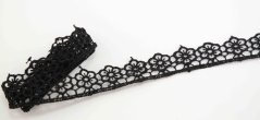 Vzdušná čipka - čierna s kvetinkami - šírka 1,8 cm