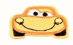 Patch zum Aufbügeln - Auto - blau, orange, rot - Größe 4 cm x 3 cm