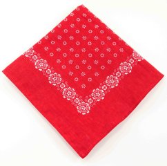 Baumwollschal - weiße Blumen auf rot - Größe 70 cm x 70 cm