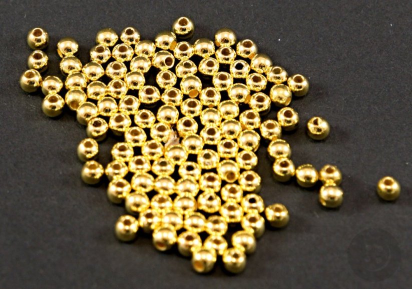 Small plastic beads - gold - diameter 0.4 cm - cca140pcs