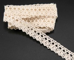 Baumwoll-Klöppelspitze - feine Zähnchen - creme - Breite 1,5 cm