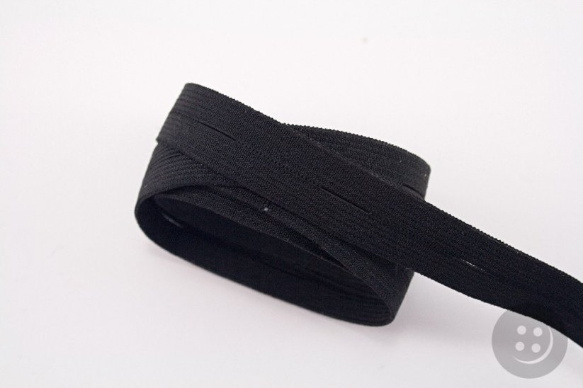 Buttonhole elastic tape - black - width 2 cm