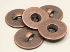 Plated button with bottom stitching - antique copper - diameter 1.9 cm