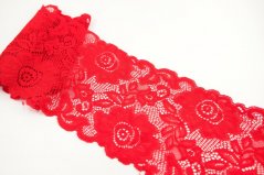 Elastic lace - red - width 14 cm