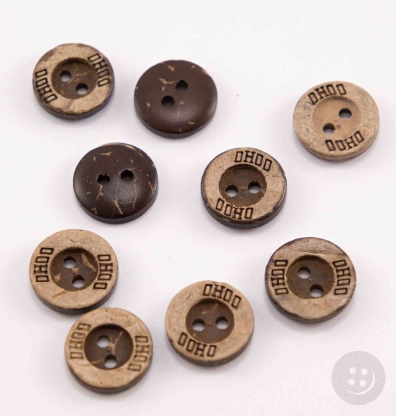 Hole shirt button - coconut with inscription - beige - diameter 1.27 cm