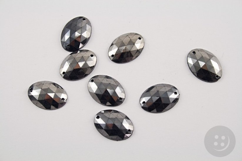 Našívací kamínek  - stříbrná - rozměr 1,3 cm x 1,8 cm