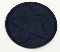 Iron-on patch - star in the wheel - 6 cm - dark blue