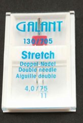 Twin stretch needle for sewing machines - 1 pc - size 4/75/11