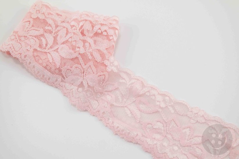 Elastic lace - salmon pink - width 5 cm