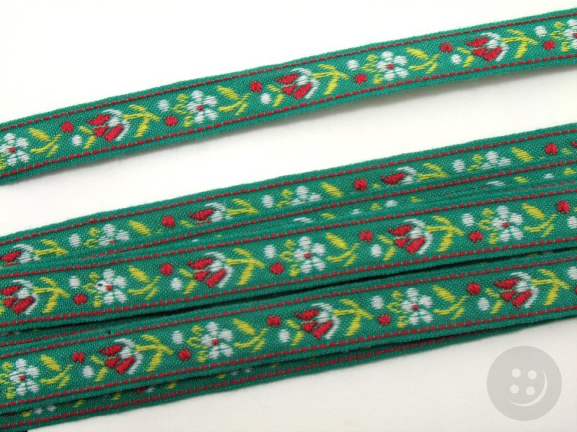 Festive ribbon - green - width 1 cm