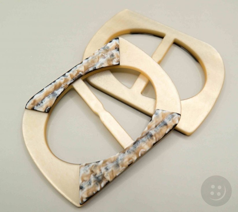 Plastic belt buckle belt buckle - beige cream brown - 4.5 cm