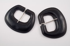 Belt buckle - dark brown, silver - pulling hole width 5 cm - dimensions 8 cm x 9 cm
