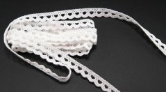 Bavlnená paličkovaná čipka - s oblúčikmi - biela - šírka 1 cm