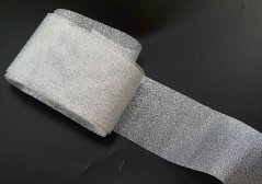 Lurex ribbon - transparent - silver - width 5 cm