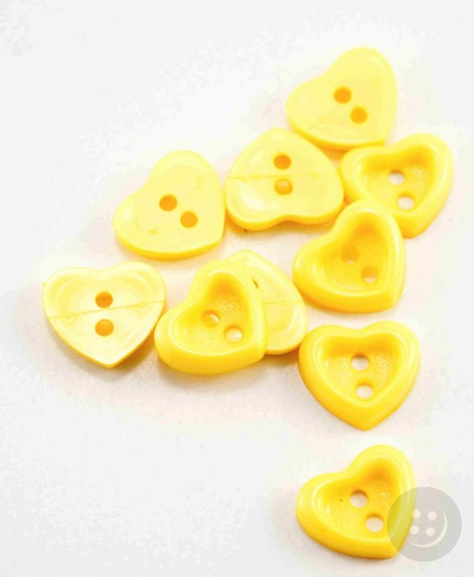 Heart-shaped button - yellow - diameter 1.5 cm
