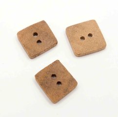 Wooden Button with Holes - Natural - Size 1.3 x 1.2 cm