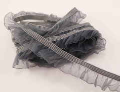Elastický volánik - šedá - šírka 1,8 cm