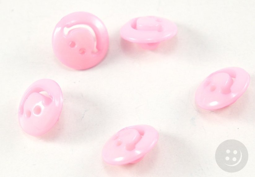 Smiley face shaped shank button - light pink- diameter 1,5 cm