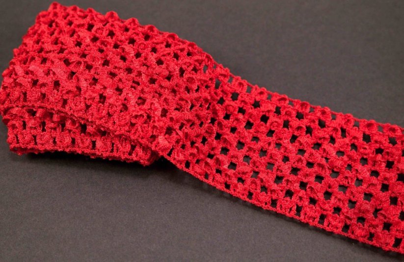 Ozdobná síťovaná pruženka Tutu - červená - šířka 7 cm