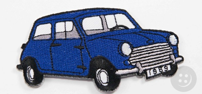 Iron-on patch - Car- dimensions 9 cm x 5 cm - blue