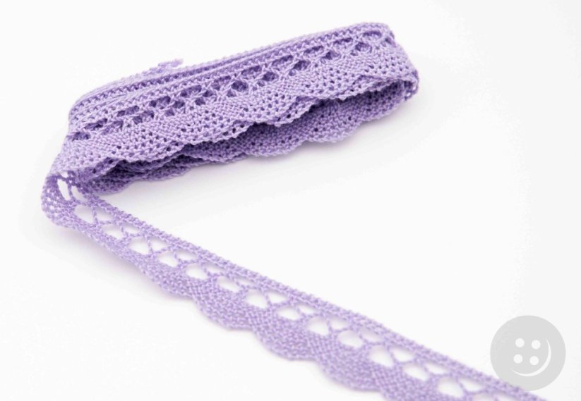 Bavlněná paličkovaná krajka - levandulová - šířka 1,5 cm